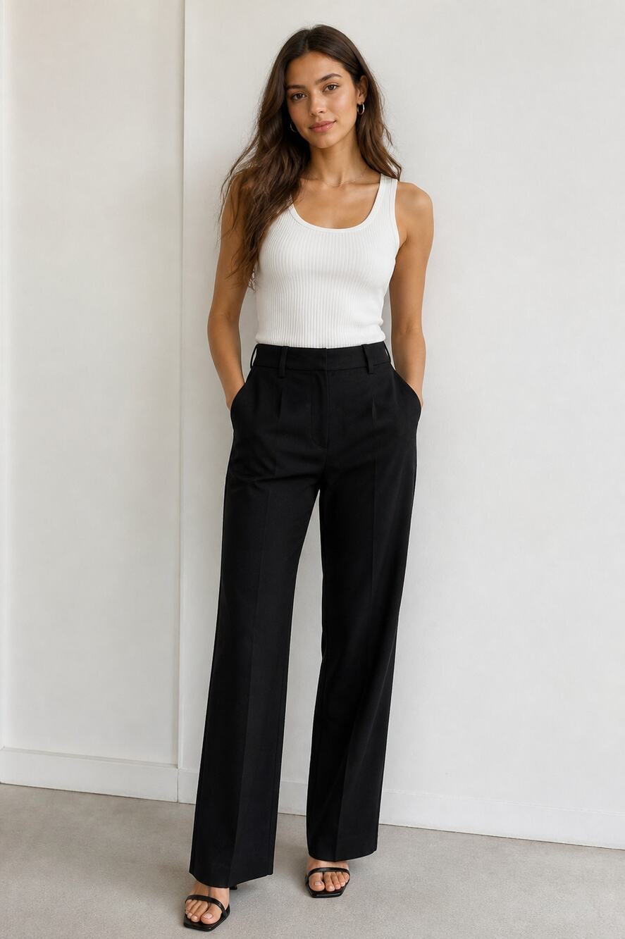 H&M Women's Black Straight Leg Dress Pants Trousers Size 4